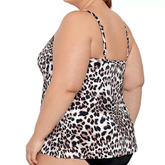 NWT Swim Solutions Plus Size Knotted Flyaway Fauxkini One-Piece Swimsuit 24W - Picture 2 of 3